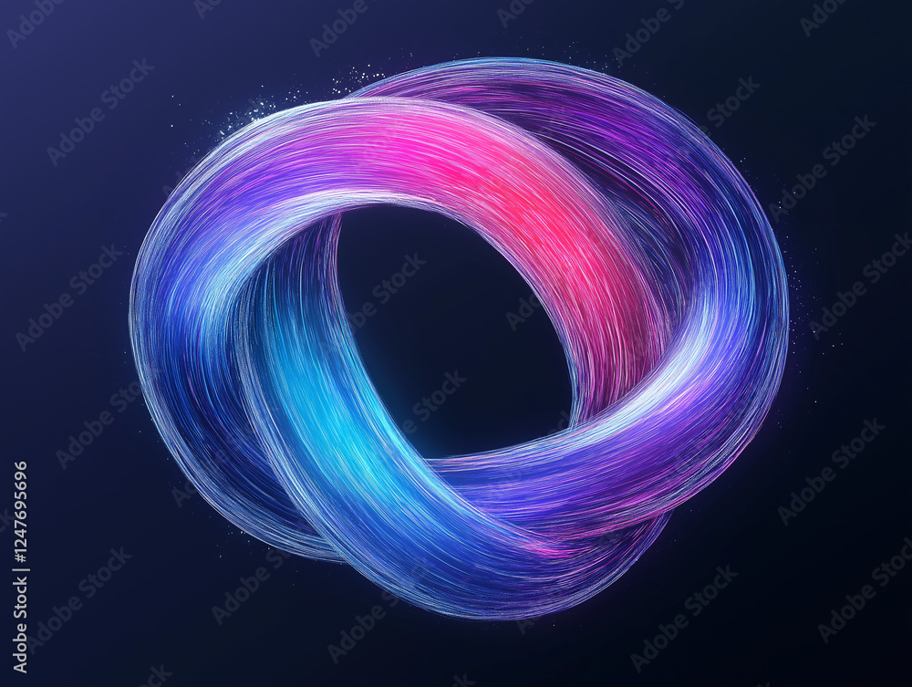 Aufkleber intertwined energy: a mesmerizing abstract artwork depicting two vibrant, luminous strands intertwin