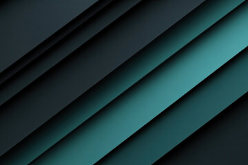 Obraz premium Abstract Diagonal Layers in Dark Green and Black with Teal Accents