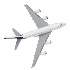 Plane model in air on white background
