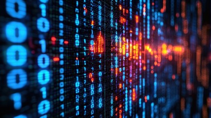 Obraz premium Digital data stream flowing, futuristic technology background, server room