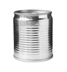 One closed tin can isolated on white