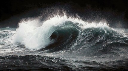 Obraz premium Majestic Ocean Wave: A Dramatic Seascape of Power and Beauty