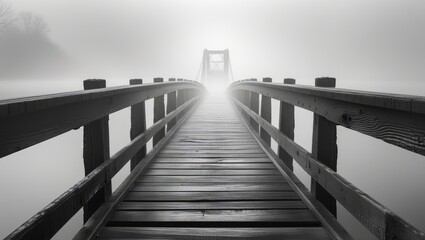Obraz premium black and white wooden bridge