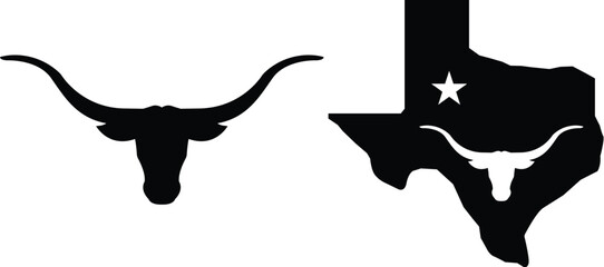 Texas longhorn with map.vector illustration 