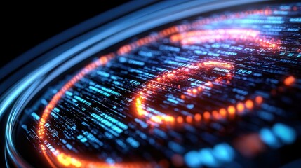 Digital data swirl, futuristic tech, abstract background, cybersecurity concept