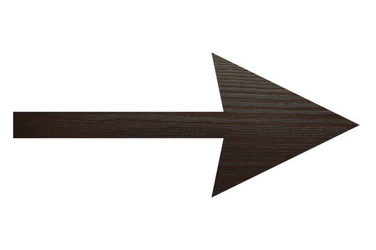 Arrow with wooden texture isolated on white