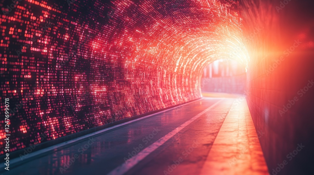 Poster digital data tunnel path towards bright future