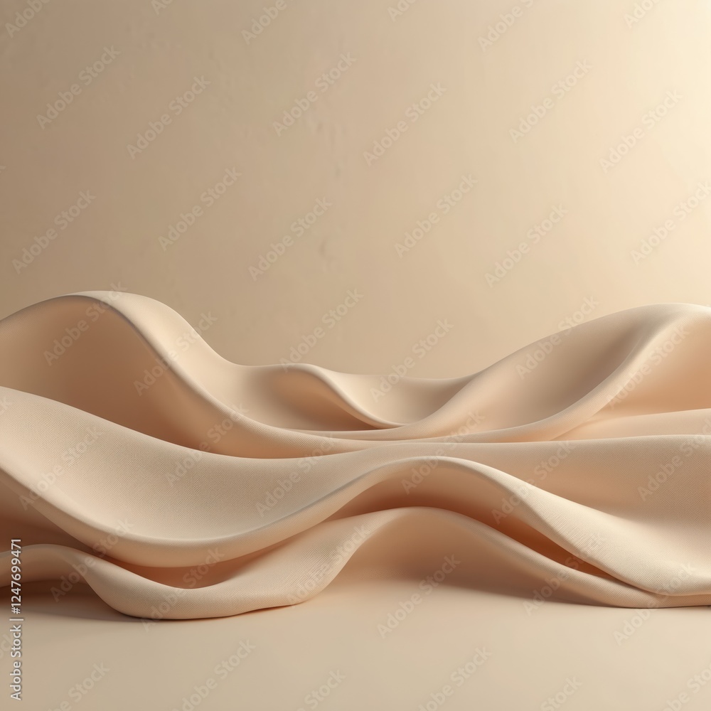 Poster abstract beige waves create elegant flowing background. minimalist aesthetic evokes soft, fluid text