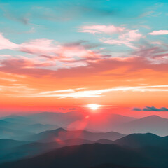 Enchanting Twilight Sky - A Tranquil Panorama of Sunset over Mountainous Horizon for Phone Wallpaper