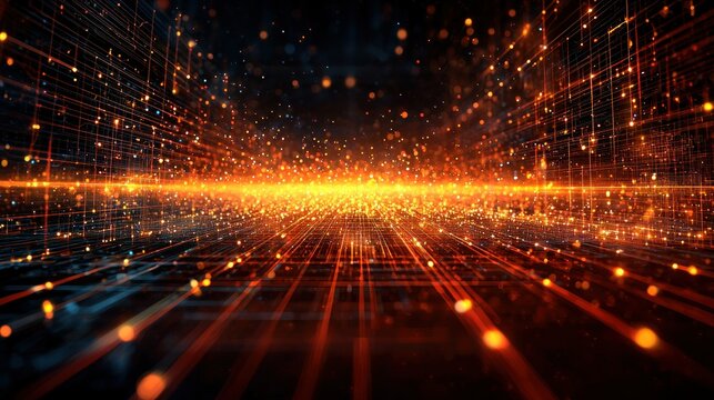 Digital network data flow, glowing lines, abstract background, tech concept