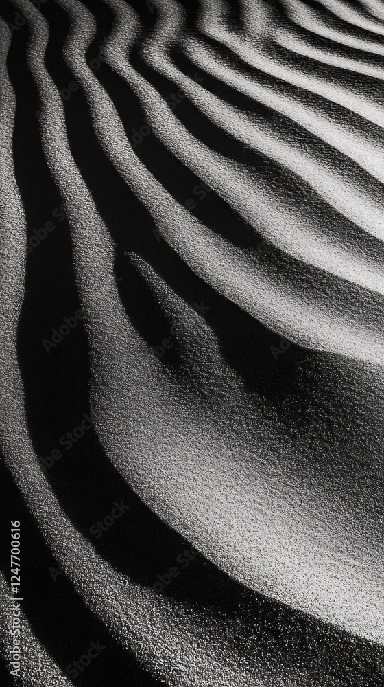 Aufkleber Light dances across the undulating surface of fine sand, creating mesmerizing patterns of shadows and highlights. The tranquil scene evokes a sense of calm and beauty in nature's design