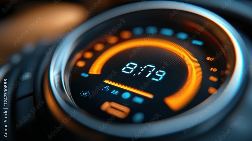 Poster digital timer displaying 879, close-up