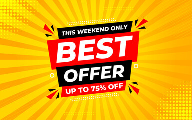 Best Offer sale banner vector template. Offer banner. Sale offer and discounts background, Offer Promotion marketing poster design for web and Social. Vector Illustration.