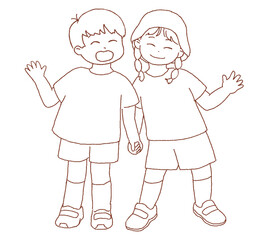 白いTシャツの子供2人