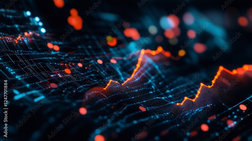 Aufkleber abstract digital stock market visualization with colorful graph lines