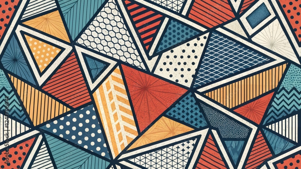Poster colorful geometric pattern with triangles and abstract shapes