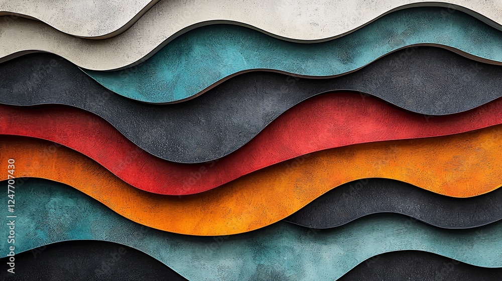 Poster abstract wavy layered background with textured colors.