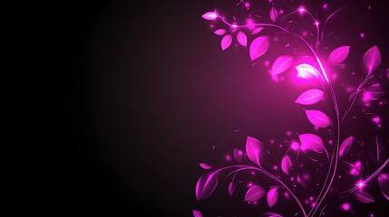 Glowing Pink Floral Branch Design Abstract Art