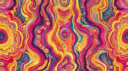 Fototapeta premium Vibrant Abstract Texture with Waves and Swirls in Bold Colors