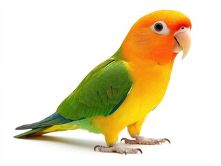 Colorful Fischer's Lovebird Portrait on a Clean White Background Studio Shot