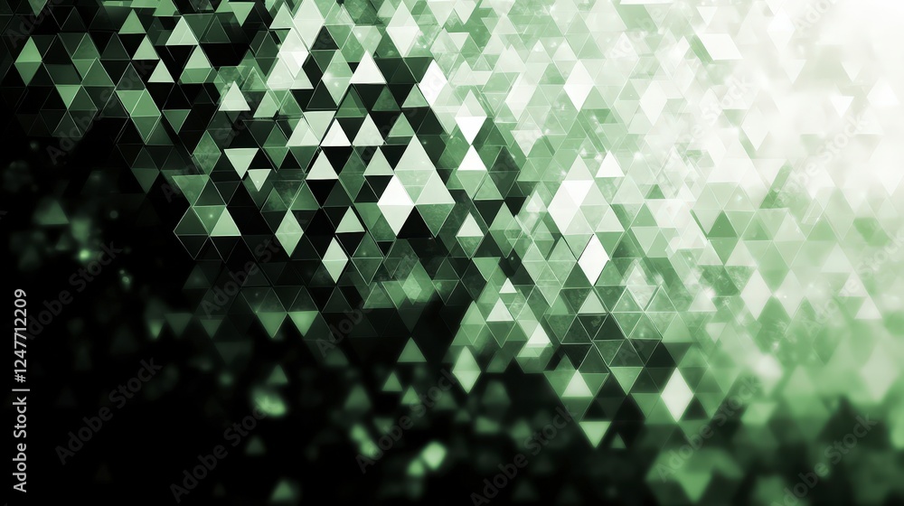 Poster abstract green triangular background with light and shadow effects