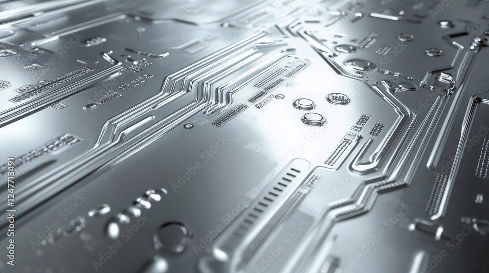Poster metallic circuit board texture with detailed pattern and reflection