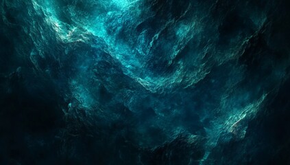 Teal nebula swirls in deep space, cosmic background, digital art
