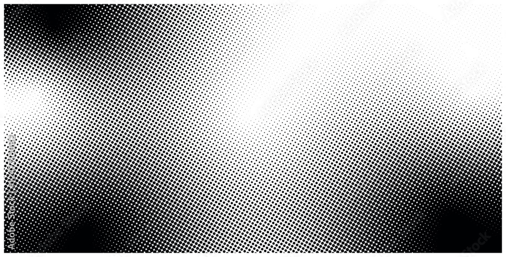 Wall mural halftone gradient. dotted gradient, smooth dots spraying and halftones dot background seamless horiz