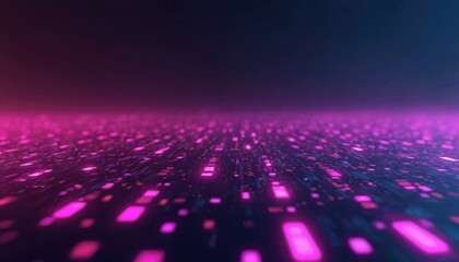 Obraz premium Abstract purple pixelated pattern. Futuristic video background with neon gradient colors. Modern vhs led static display element. Dynamic geometric shapes create sense of speed, action. Graphic design