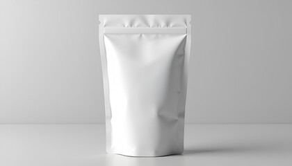 White doy pack mockup on plain background - Clean product mockup for commercial packaging presentation