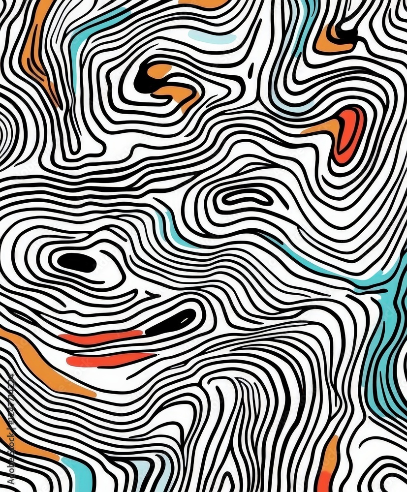 Poster abstract line art design with colorful swirls and patterns