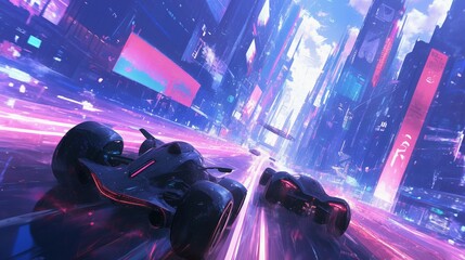 未来的な都市風景のダイナミックなCGシーン14