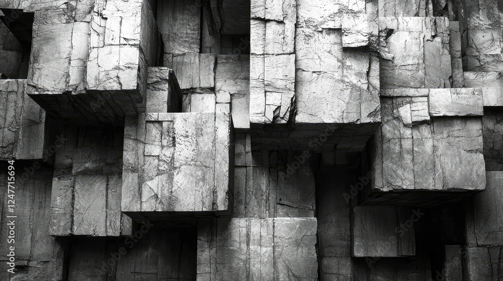 Poster abstract monochromatic architecture: a study in stone and geometric forms