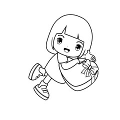 Valentine Day Coloring Page with cute girl