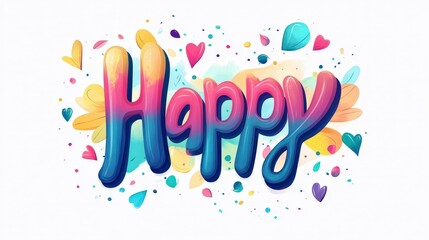 Fototapeta premium Colorful and Vibrant Typography Design Featuring the Word Happy