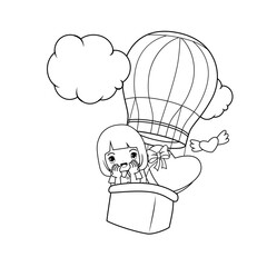 Valentine Day Coloring Page with cute girl