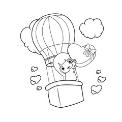 Valentine Day Coloring Page with cute girl