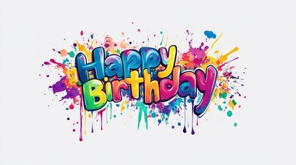 Colorful Celebration Design for Happy Birthday Greeting Card