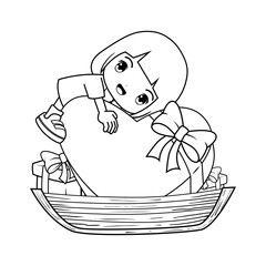 Valentine Day Coloring Page with cute girl