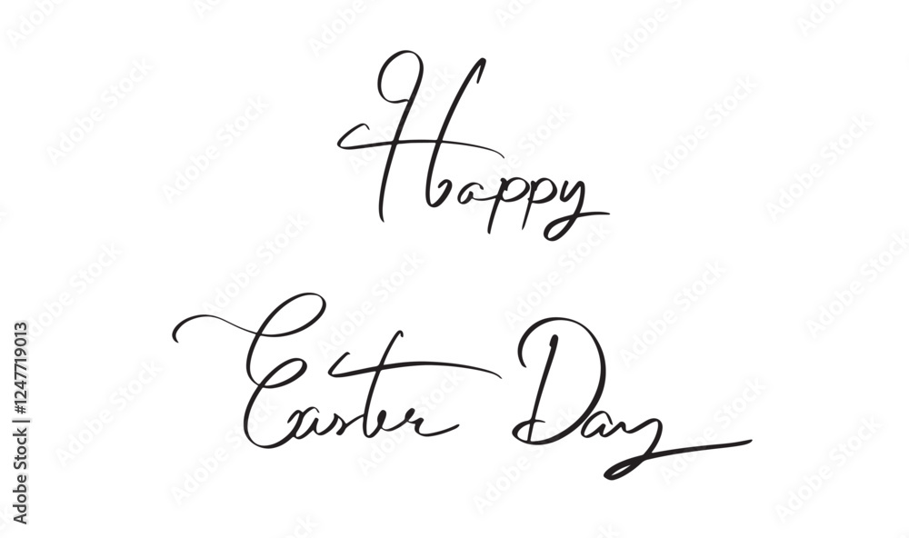 Poster happy easter day text font calligraphy hand written lettering script object icon black color decorat