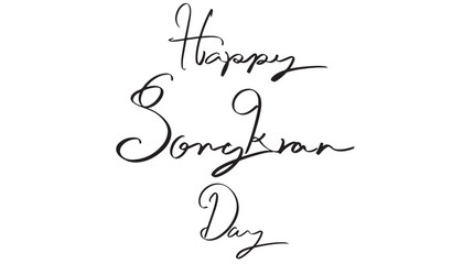 Happy songkran day text font calligraphy hand written lettering script black color object icon wet summer water buddhist new year 2025 april month thailand bangkok festival songkran day april culture 