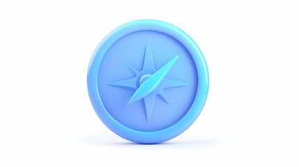 3D Light Blue Compass Icon on White Background