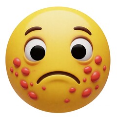 Fototapeta premium A sad emoji with a face full of acne.