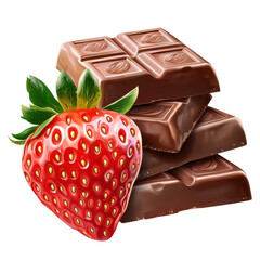 Dark Chocolate with Fresh Strawberry and Green Leaf Arrangement