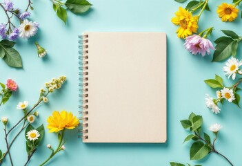 blank open spring notebook on the empty background notepad sheet