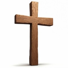 Rustic wooden cross with visible wood grain texture. Isolated object on transparent background. Simple design. Christian symbol. Religious object. Spiritual imagery. Faith. Wood. Cross. Clip art.
