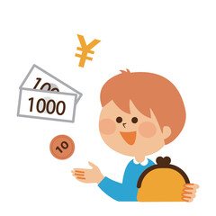 お小遣い　子供とお金のイメージイラスト