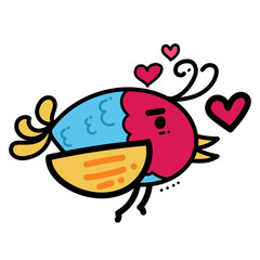Bird and hearts design of love passion romantic valentines day wedding decoration and marriage theme Vector illustration