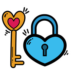 Padlock and key love valentine design day Minimalist Design used for decoration card, Element design, Poster Background
