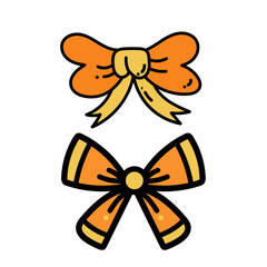 Ribbon Tie Symbol of love for Valentine's day, birthday, wedding. For scrapbooking, postcards, wrapping paper, fabrics, wallpaper. Cartoon flate style.